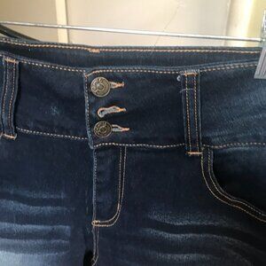 PARIS BLUES DENIM BERMUDA SHORT JR SZ 7 NWOT STRETCH WIDE WAISTBAND